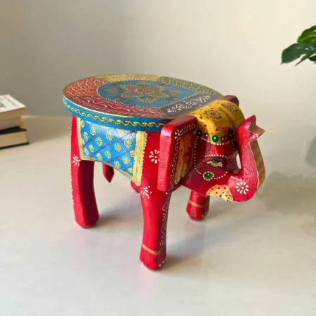 Handpainted Wooden Elephant Stool